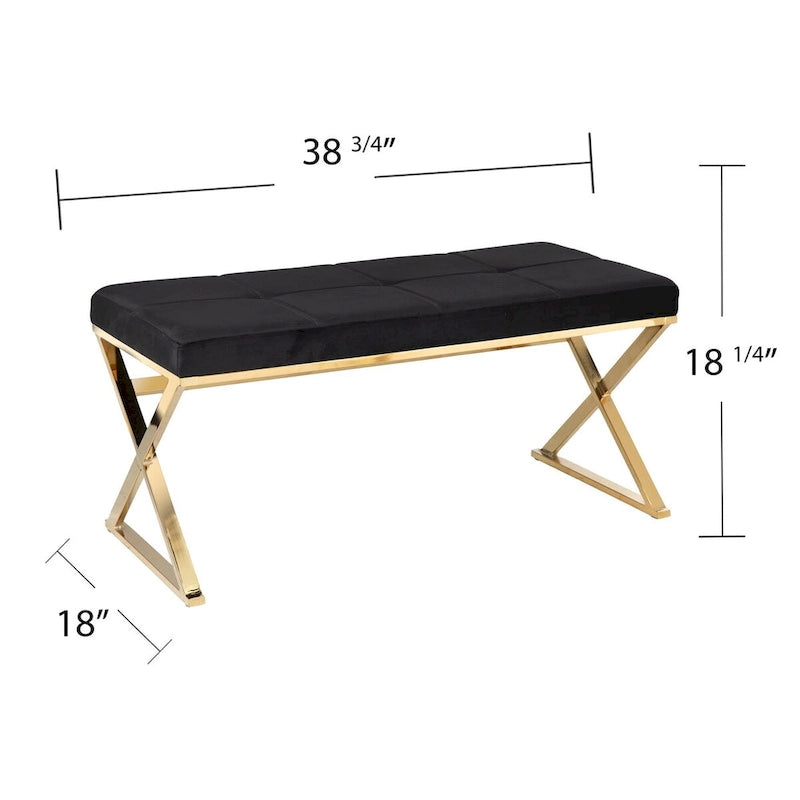 Banc d'entrée en velours Tormayne SEI Furniture