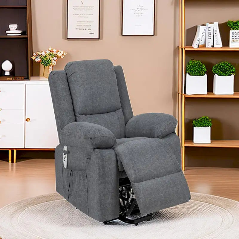 Fauteuil inclinable releveur électrique grande taille robuste avec massage et chauffage pour personnes âgées
