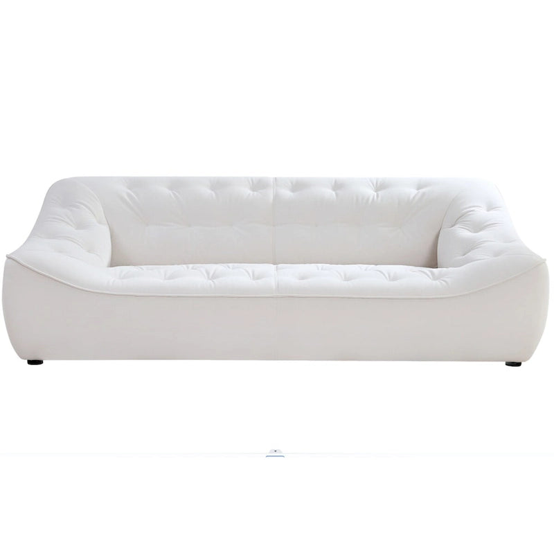 Biała trwała sofa tapicerowana z ramą z litego drewna