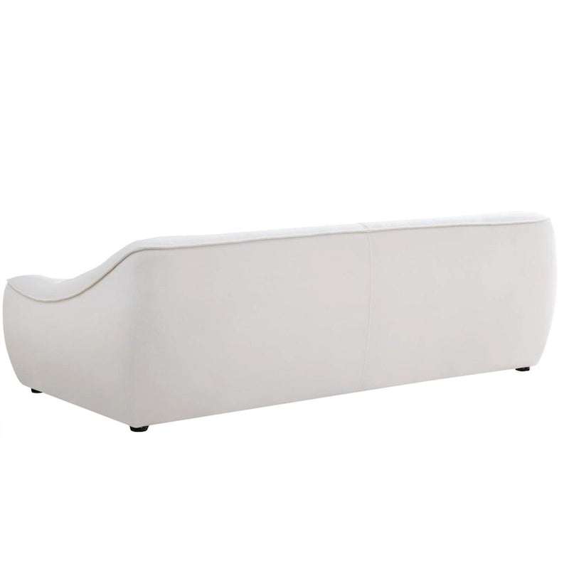 Biała trwała sofa tapicerowana z ramą z litego drewna