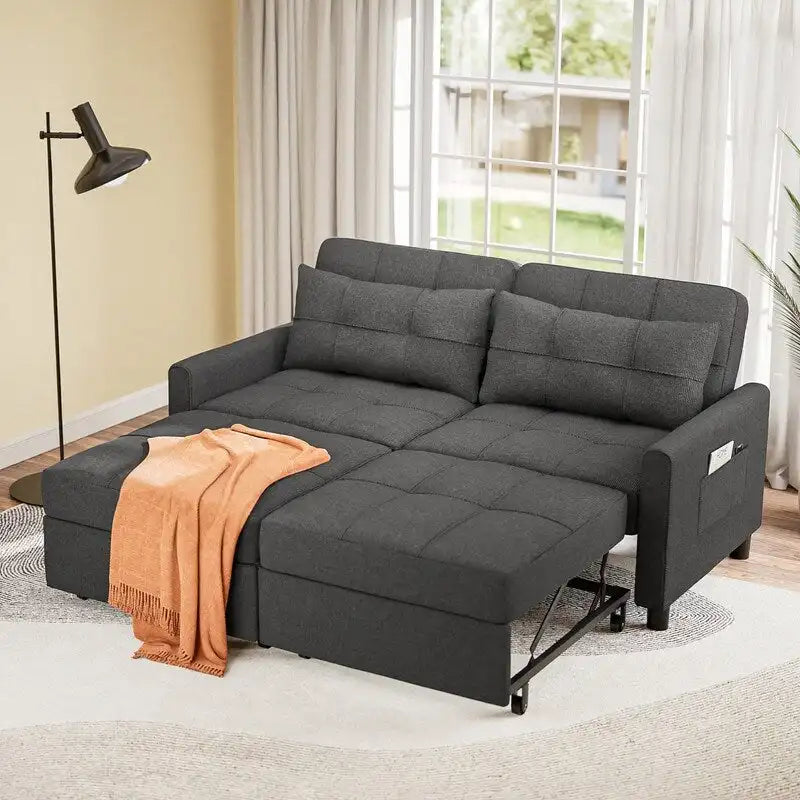 Rozkładana sofa 3 w 1 z wysuwanym łóżkiem i regulowanym oparciem