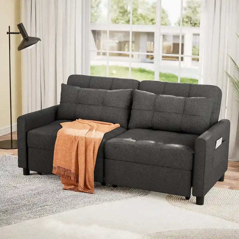 Rozkładana sofa 3 w 1 z wysuwanym łóżkiem i regulowanym oparciem