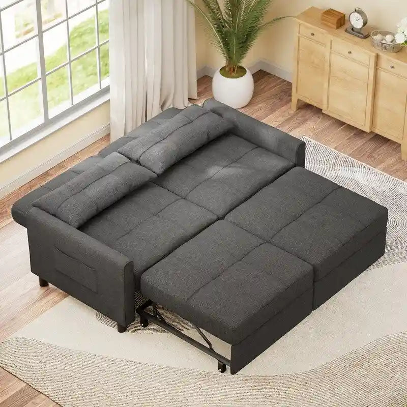Rozkładana sofa 3 w 1 z wysuwanym łóżkiem i regulowanym oparciem
