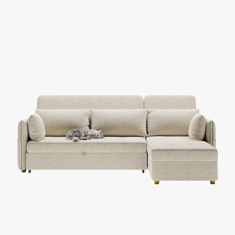 98.43 Nowoczesna, minimalistyczna rozkładana sofa narożna w kształcie litery LOdporna na zarysowania i wodoodporna, stelaż z litego drewna