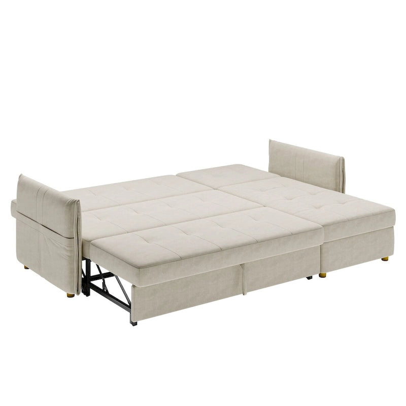 98.43 Nowoczesna, minimalistyczna rozkładana sofa narożna w kształcie litery LOdporna na zarysowania i wodoodporna, stelaż z litego drewna
