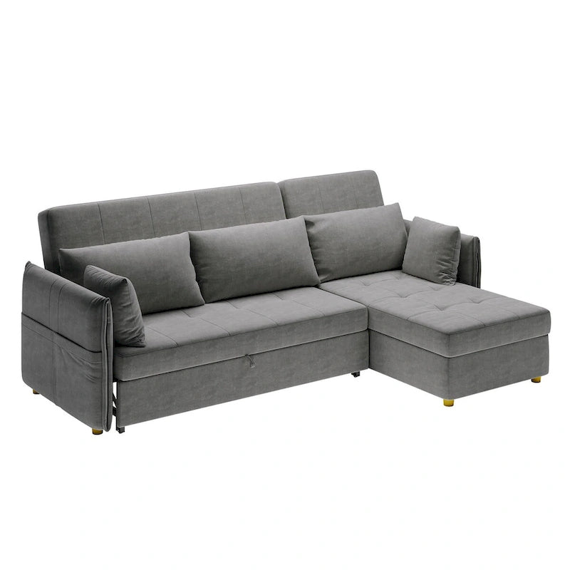 98.43 Nowoczesna, minimalistyczna rozkładana sofa narożna w kształcie litery LOdporna na zarysowania i wodoodporna, stelaż z litego drewna