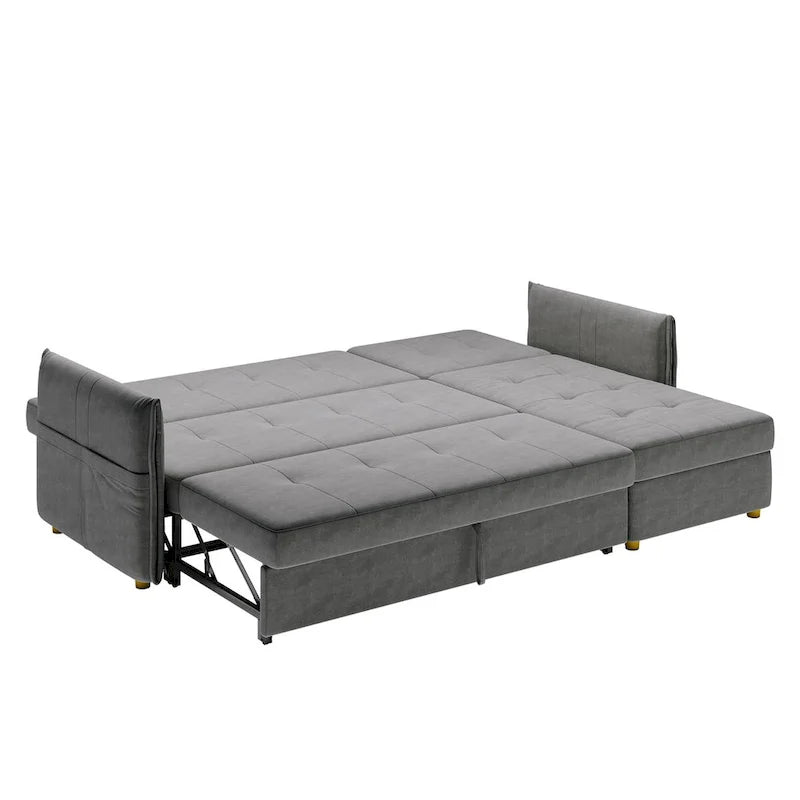 98.43 Nowoczesna, minimalistyczna rozkładana sofa narożna w kształcie litery LOdporna na zarysowania i wodoodporna, stelaż z litego drewna