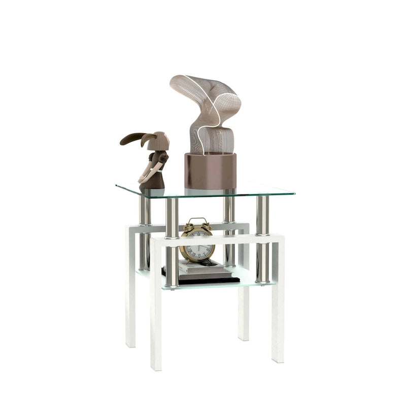 Table de thé/café/d'appoint carrée moderne en verre trempé - 17,72 long. x 17,72 larg. x 20,5 haut.
