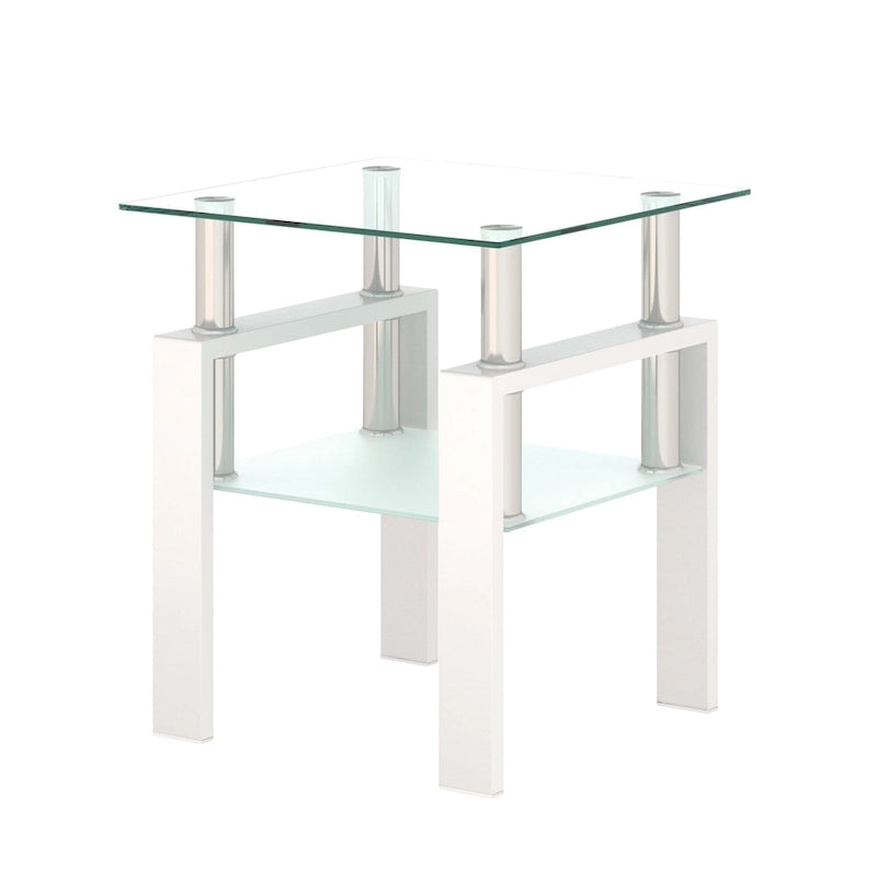Table de thé/café/d'appoint carrée moderne en verre trempé - 17,72 long. x 17,72 larg. x 20,5 haut.
