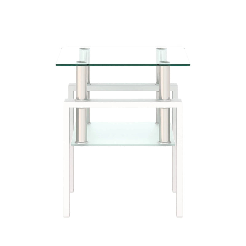 Table de thé/café/d'appoint carrée moderne en verre trempé - 17,72 long. x 17,72 larg. x 20,5 haut.