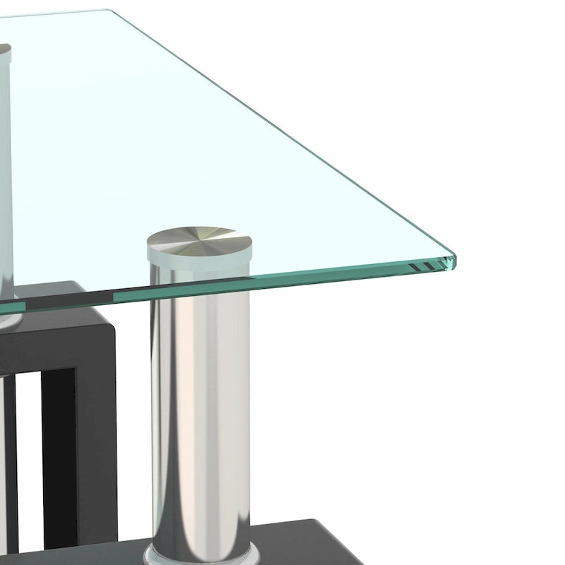 Table de thé/café/d'appoint carrée moderne en verre trempé - 17,72 long. x 17,72 larg. x 20,5 haut.