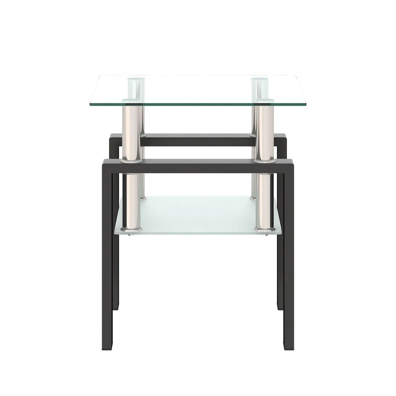 Table de thé/café/d'appoint carrée moderne en verre trempé - 17,72 long. x 17,72 larg. x 20,5 haut.
