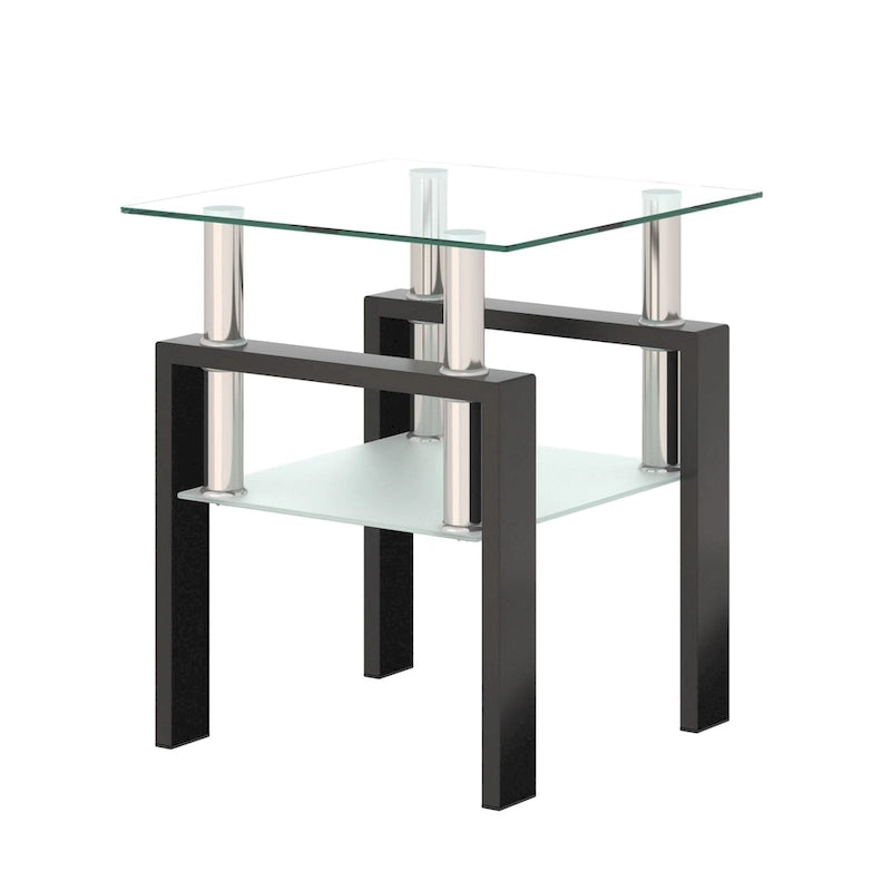 Table de thé/café/d'appoint carrée moderne en verre trempé - 17,72 long. x 17,72 larg. x 20,5 haut.