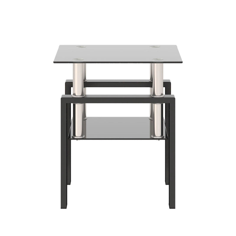 Table de thé/café/d'appoint carrée moderne en verre trempé - 17,72 long. x 17,72 larg. x 20,5 haut.