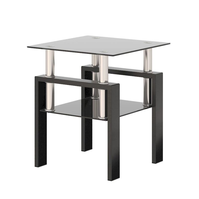 Table de thé/café/d'appoint carrée moderne en verre trempé - 17,72 long. x 17,72 larg. x 20,5 haut.