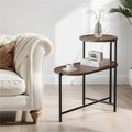 Table d'appoint ronde moderne à 2 niveaux avec étagère de rangement en bois