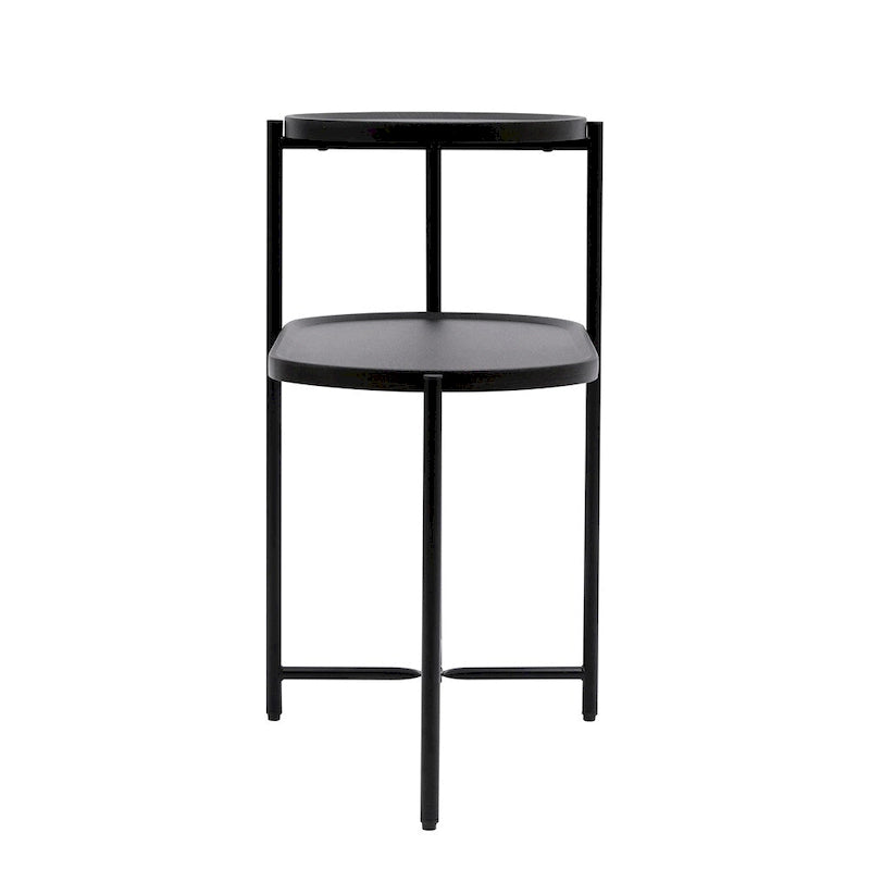 Table d'appoint ronde moderne à 2 niveaux avec étagère de rangement en bois
