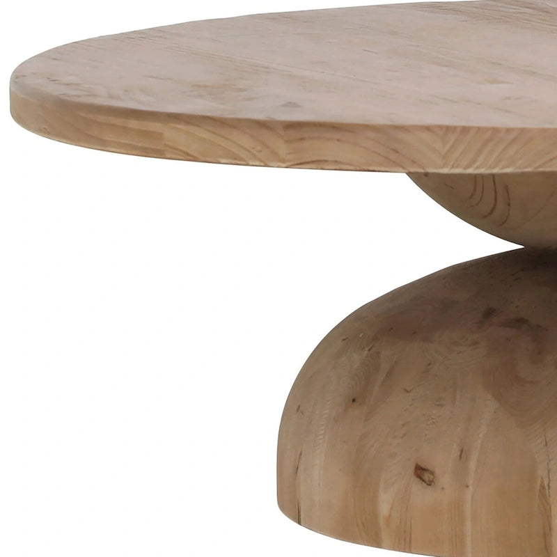 Table basse Balak ronde et moderne avec sablier, pin naturel