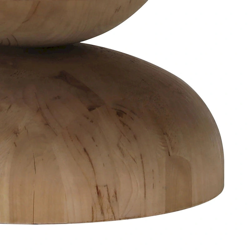 Table basse Balak ronde et moderne avec sablier, pin naturel