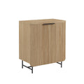 Console de rangement moderne style scandinave avec portes cannelées pour salon, chambre et bureau - Chêne côtier