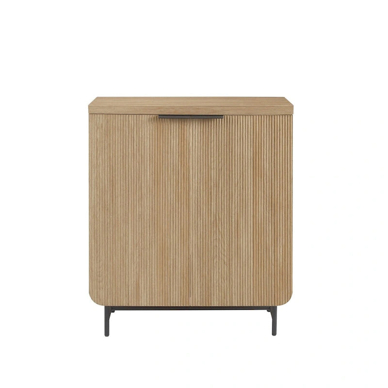 Console de rangement moderne style scandinave avec portes cannelées pour salon, chambre et bureau - Chêne côtier