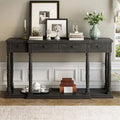 Console de style rétro pour entrée, salon ou chambre, avec 4 tiroirs de rangement et 1 étagère