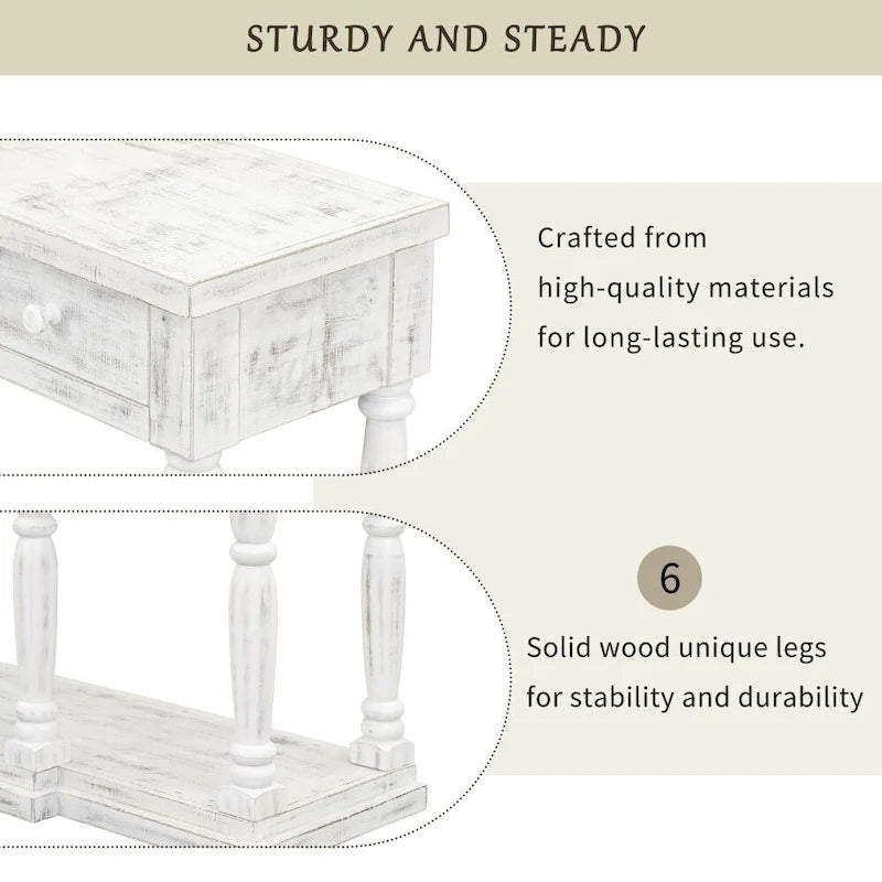 Console de style rétro pour entrée, salon ou chambre, avec 4 tiroirs de rangement et 1 étagère