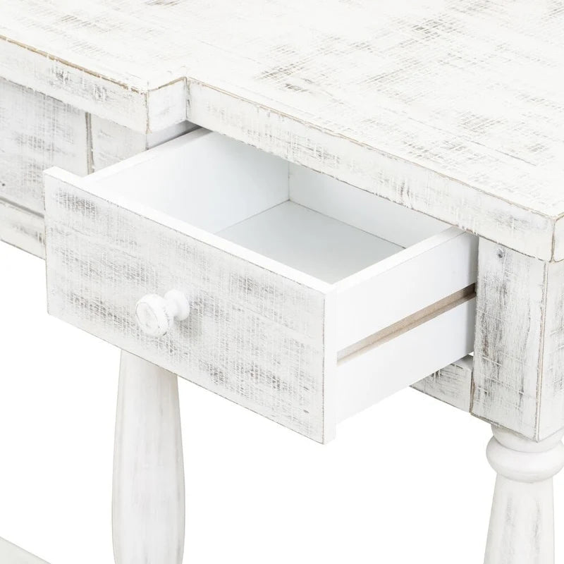 Console de style rétro pour entrée, salon ou chambre, avec 4 tiroirs de rangement et 1 étagère