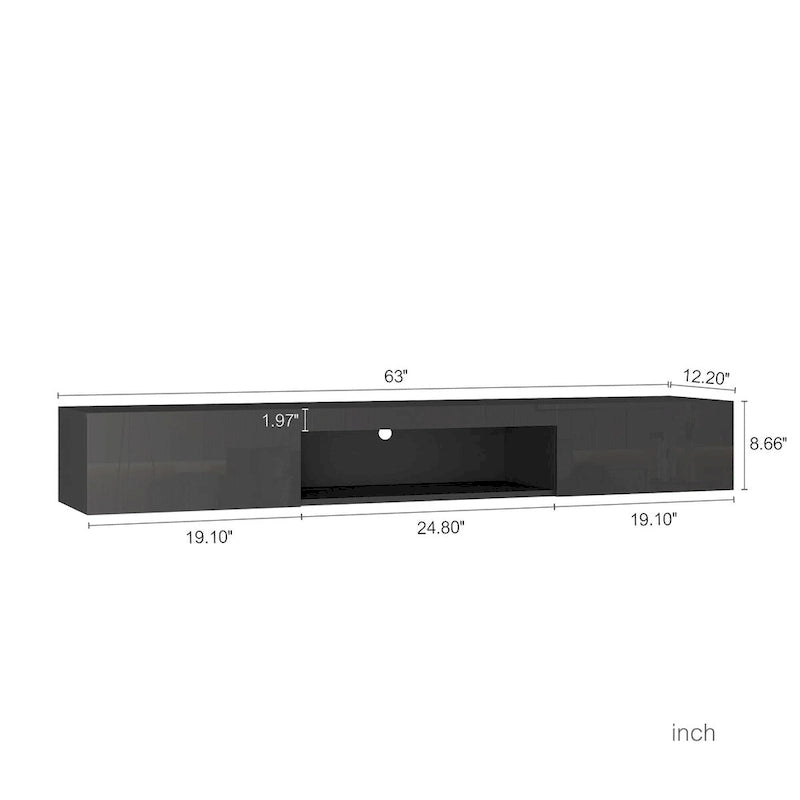 Wiszący Stolik RTV Półka Pod Telewizor Ścienny z 20 Kolorami LED do TV 55 60 65 Cali