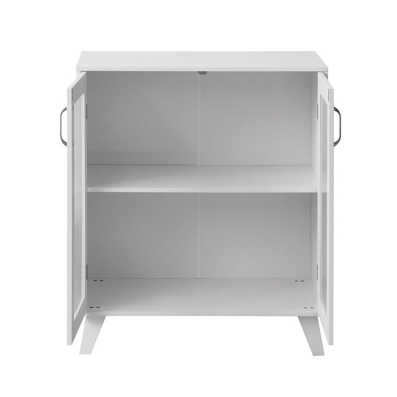 Meuble de rangement moderne avec 2 portes vitrées et une étagère réglable