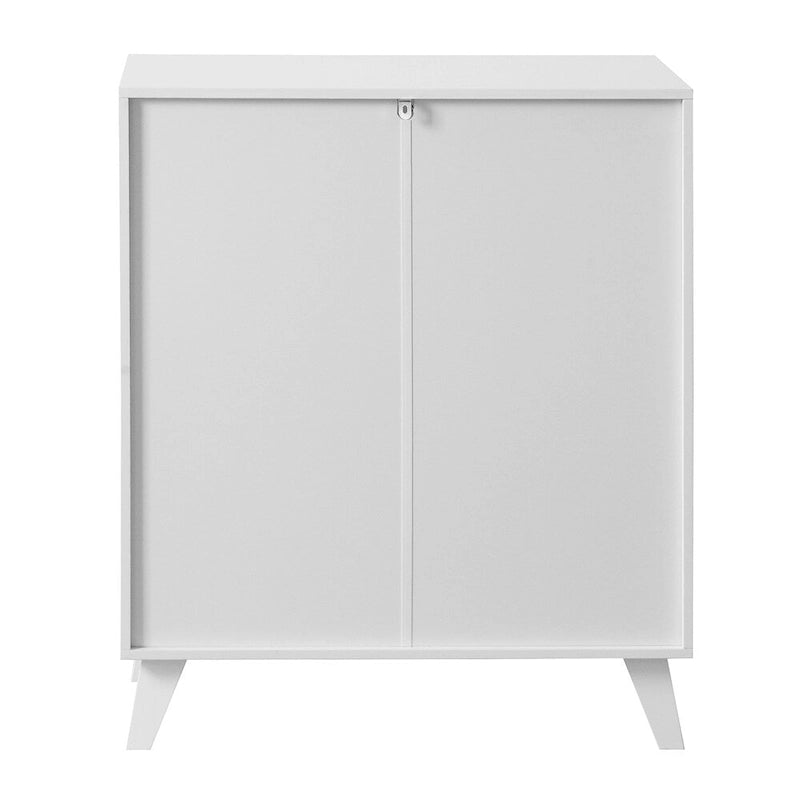 Meuble de rangement moderne avec 2 portes vitrées et une étagère réglable