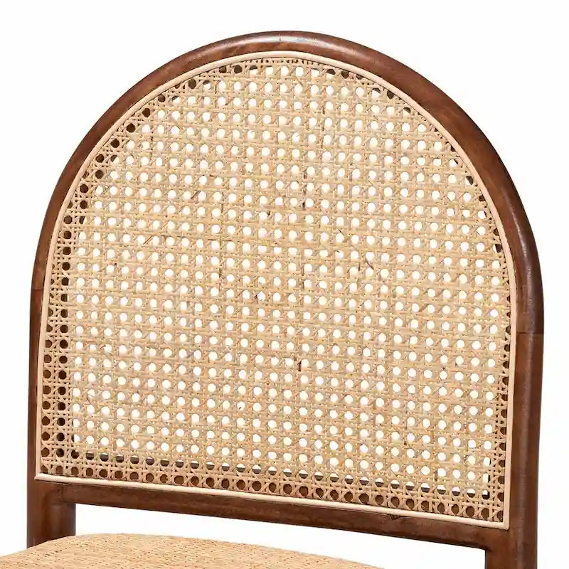 Lot de 2 chaises de salle à manger Maryland modernes, bohèmes, en rotin naturel et bois d'acacia