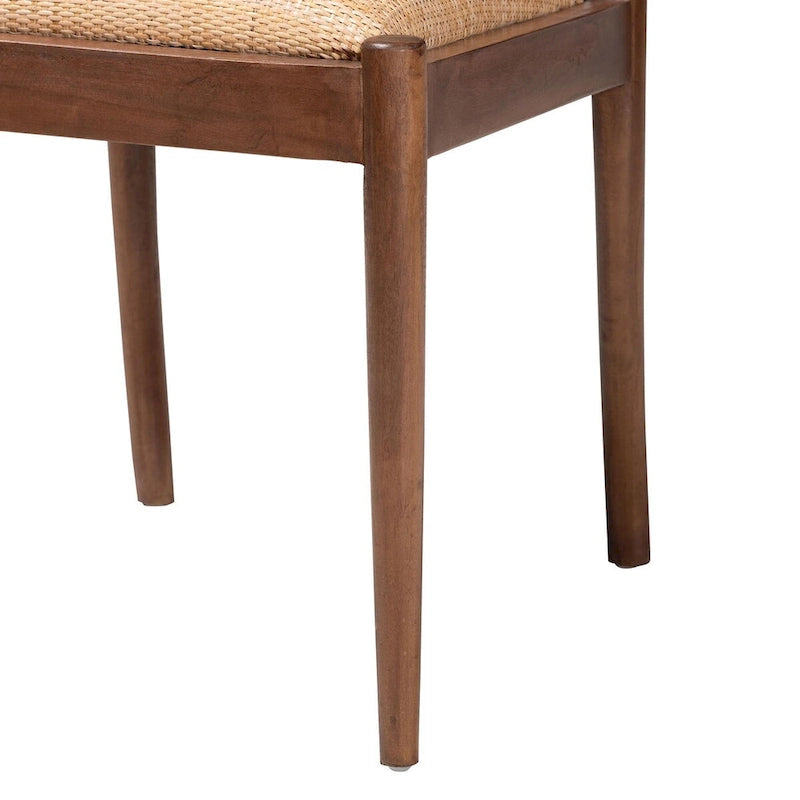 Lot de 2 chaises de salle à manger Maryland modernes, bohèmes, en rotin naturel et bois d'acacia