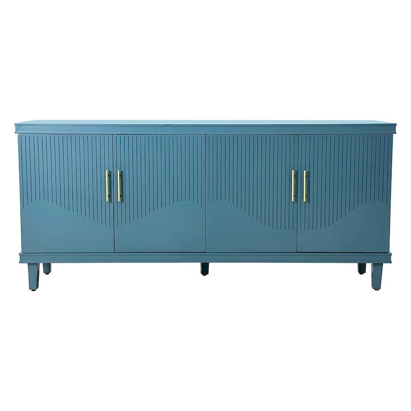 70.07Grand buffet 4 portes, identique pour salon, cuisine, chambre, couloir, vert olive, bleu marine, bleu paon