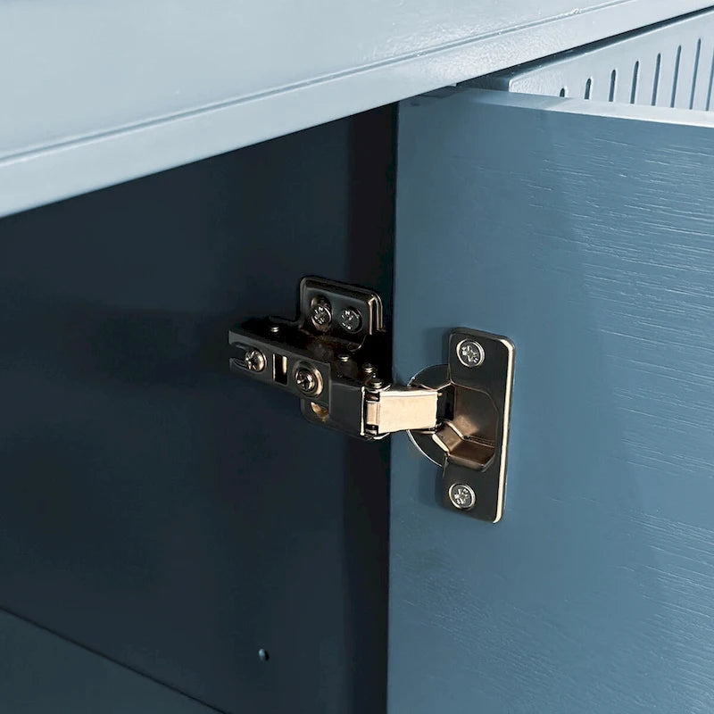 70.07Grand buffet 4 portes, identique pour salon, cuisine, chambre, couloir, vert olive, bleu marine, bleu paon