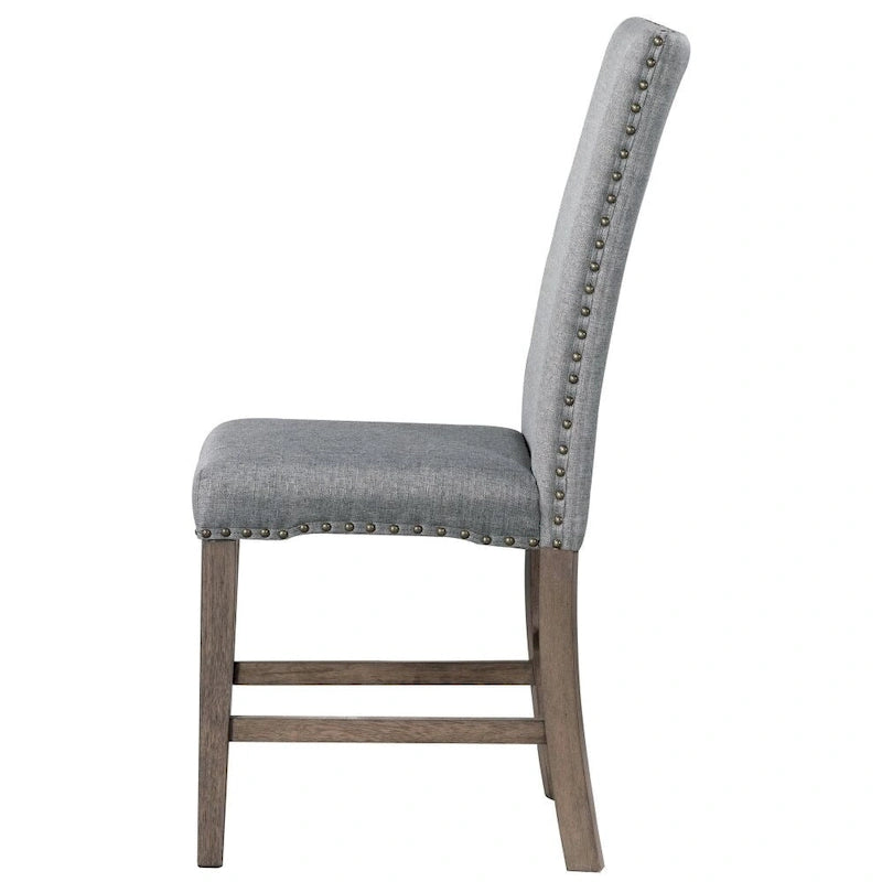 Ensemble de salle à manger 7 pièces, table de cuisine extensible avec chaises rembourrées, gris