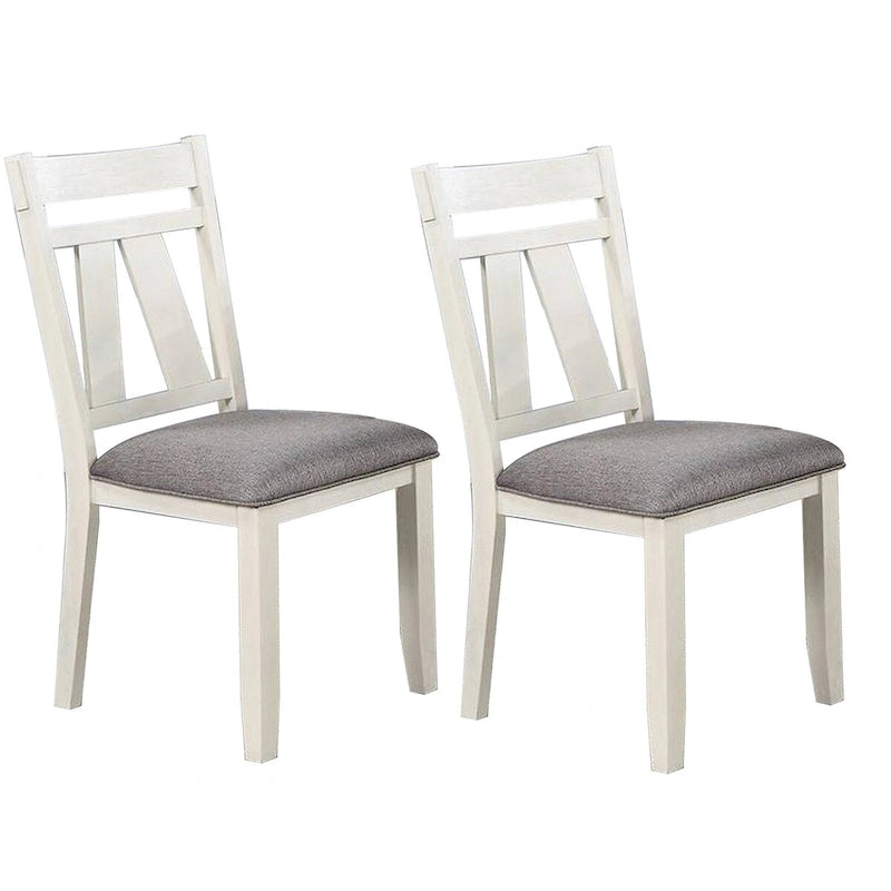 Chaise de salle à manger classique Lexi 24 pouces, assise rembourrée, lot de 2, Gris, Blanc