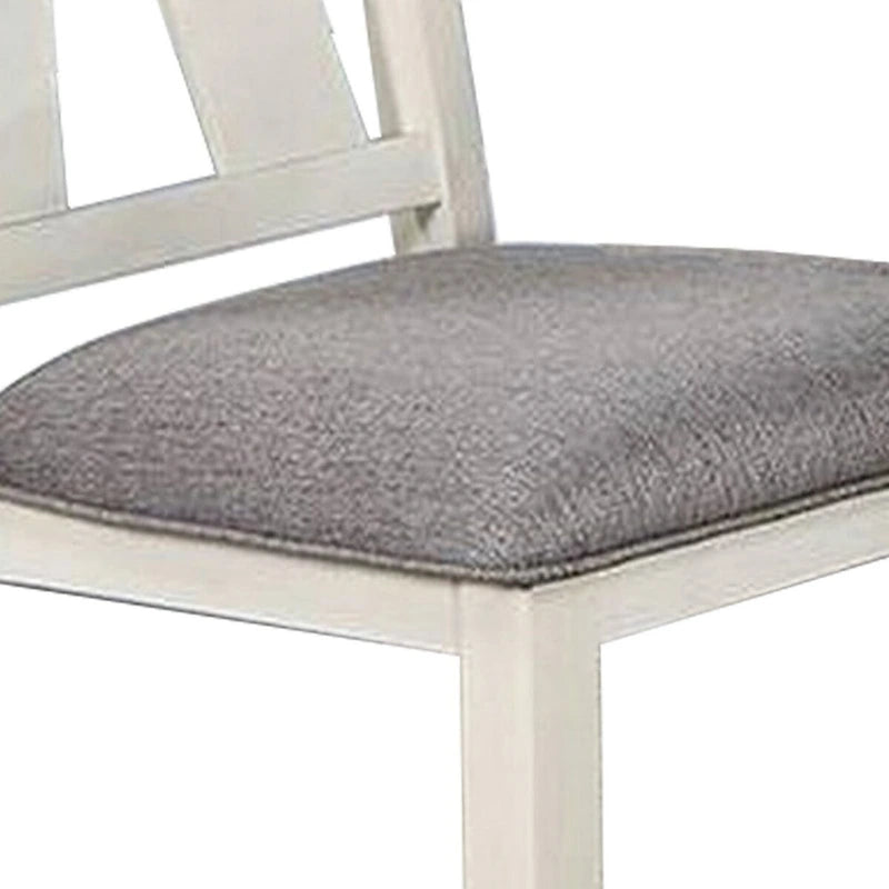 Chaise de salle à manger classique Lexi 24 pouces, assise rembourrée, lot de 2, Gris, Blanc
