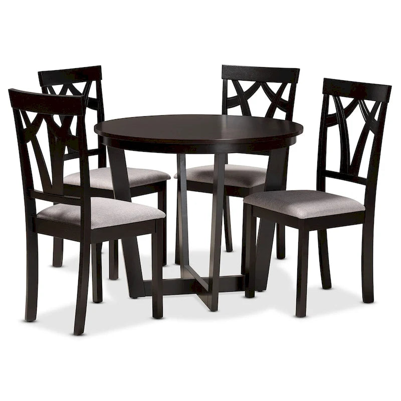 Ensemble de salle à manger 5 pièces en bois Telma moderne et contemporain – Gris/Brun foncé