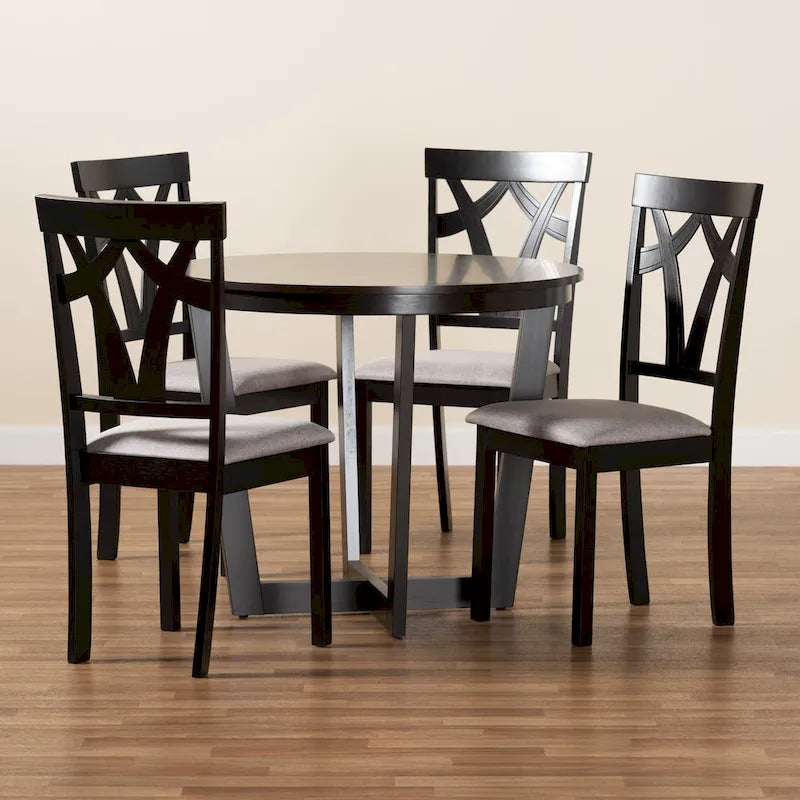 Ensemble de salle à manger 5 pièces en bois Telma moderne et contemporain – Gris/Brun foncé