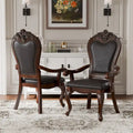Chaises de salle à manger avec accoudoirs Eugene de Furniture of America, en bois massif traditionnel, avec garniture cloutée et pieds cabrioles (Lot de 2)