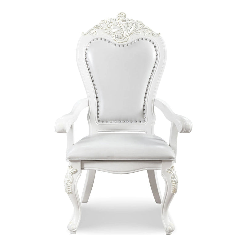 Chaises de salle à manger avec accoudoirs Eugene de Furniture of America, en bois massif traditionnel, avec garniture cloutée et pieds cabrioles (Lot de 2)