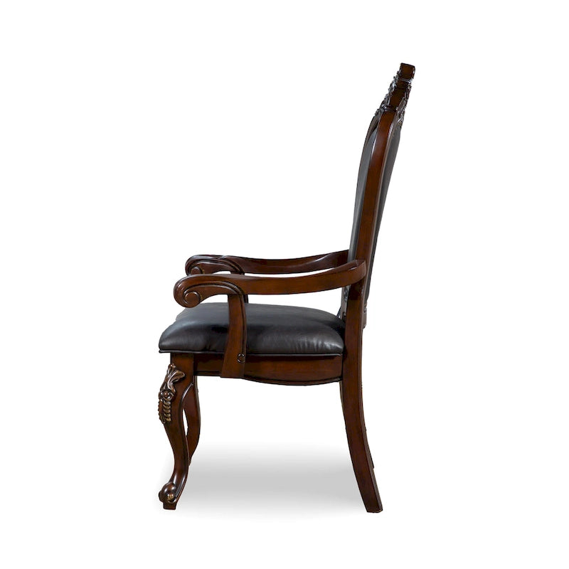 Chaises de salle à manger avec accoudoirs Eugene de Furniture of America, en bois massif traditionnel, avec garniture cloutée et pieds cabrioles (Lot de 2)