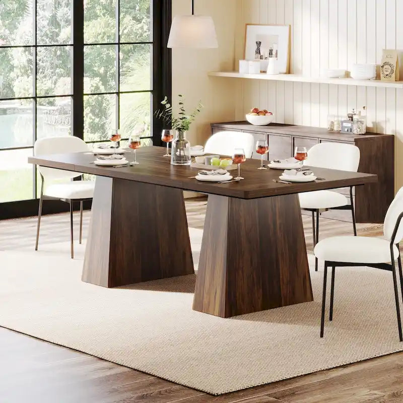 Table à manger moderne de 160 cm pour 4-6 personnes, table de cuisine en bois
