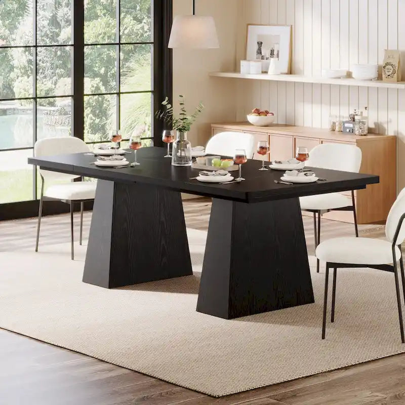 Table à manger moderne de 160 cm pour 4-6 personnes, table de cuisine en bois