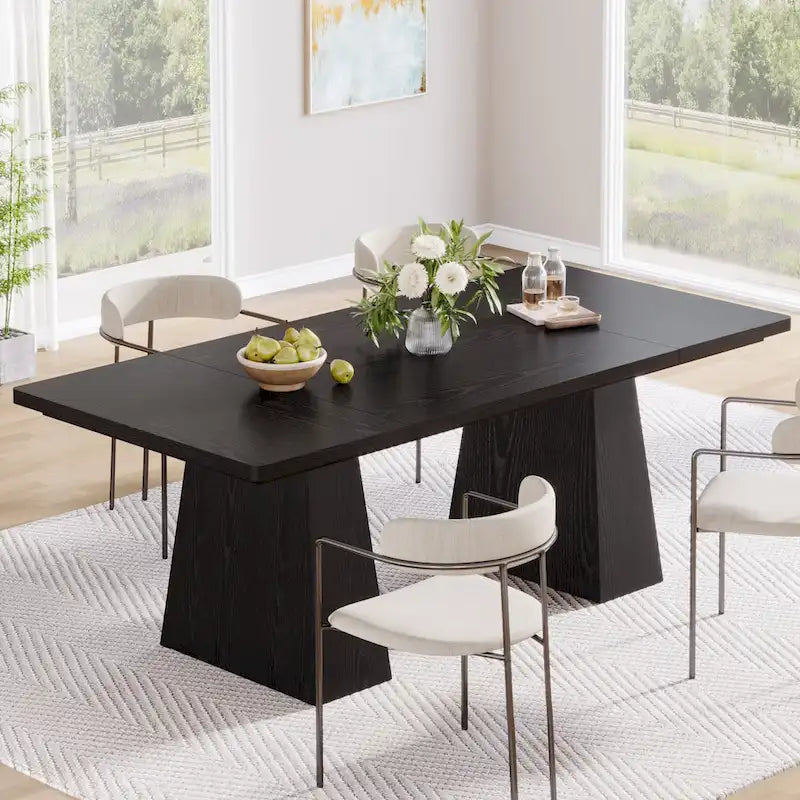 Table à manger moderne de 160 cm pour 4-6 personnes, table de cuisine en bois