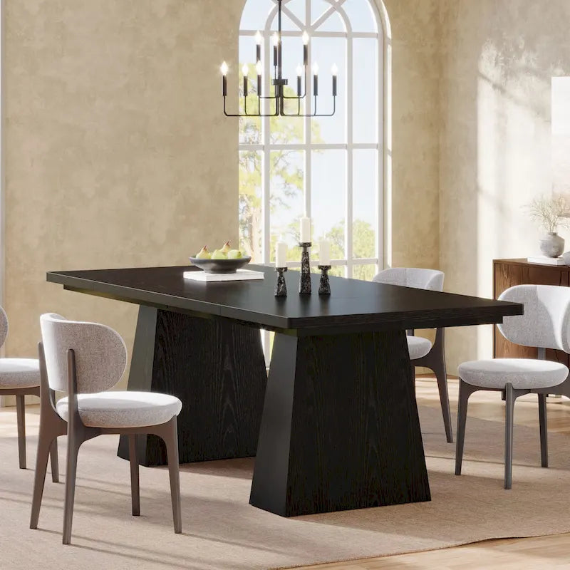 Table à manger moderne de 160 cm pour 4-6 personnes, table de cuisine en bois