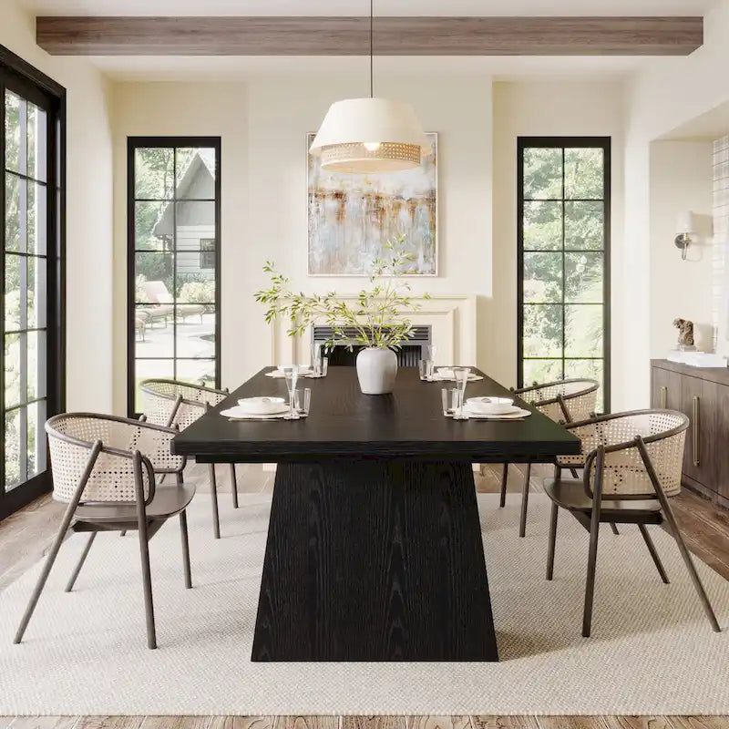 Table à manger moderne de 160 cm pour 4-6 personnes, table de cuisine en bois
