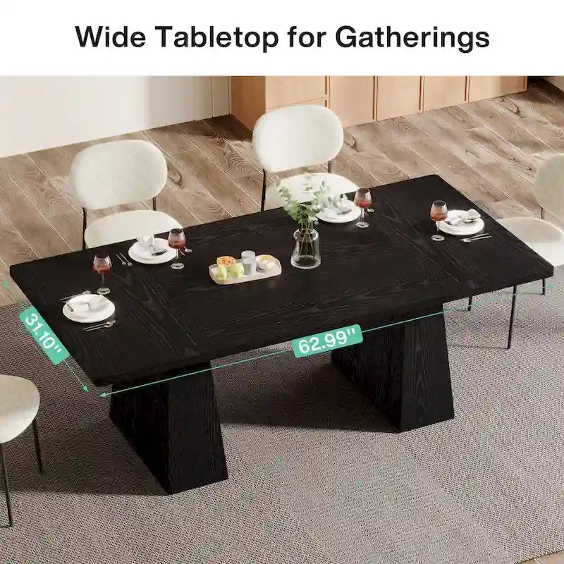 Table à manger moderne de 160 cm pour 4-6 personnes, table de cuisine en bois