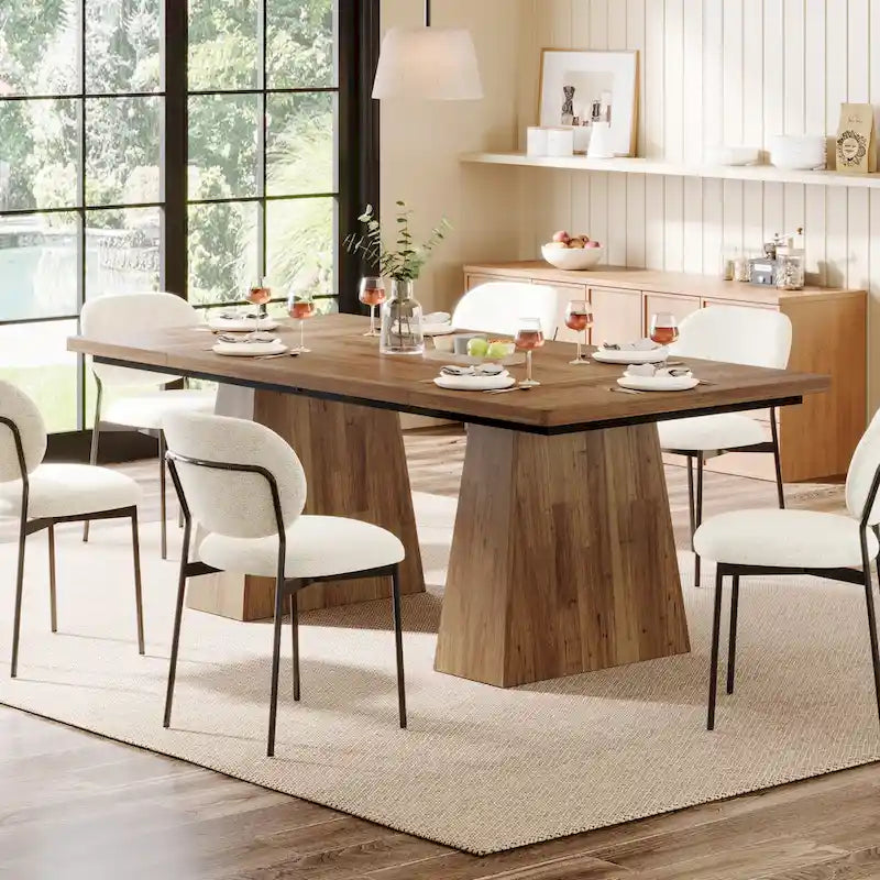 Table à manger moderne de 160 cm pour 4-6 personnes, table de cuisine en bois